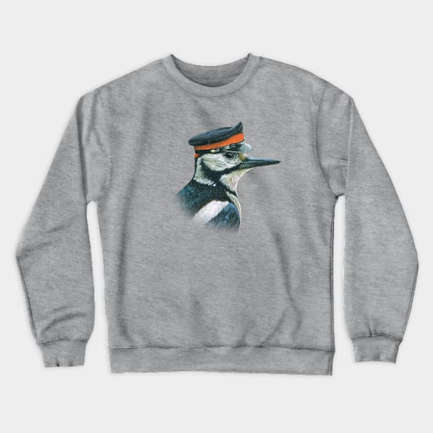 Great-spotted woodpecker Crewneck Sweatshirt by Mikhail Vedernikov